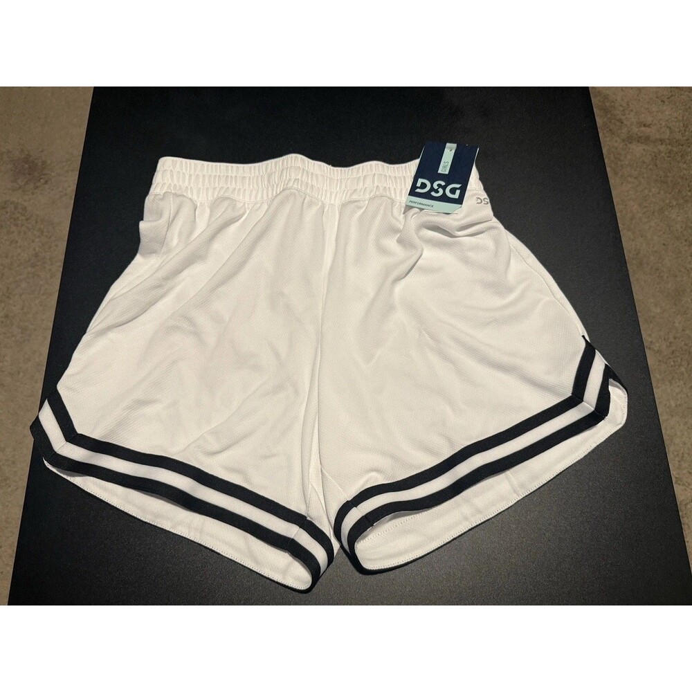DSG Girls Mesh Athletic Shorts XL 16 White Black Stripe NWT Free Shipping